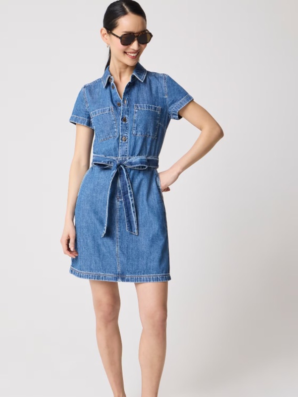 J.Crew blue Denim Utility Shirt Dress Belted Size 6 100% Cotton